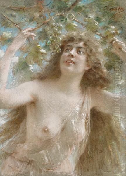 Bacchante Oil Painting by Konstantin Egorovich Makovsky