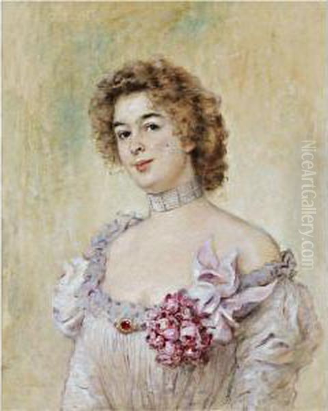 Portrait Of Olga Cheremetieff, Future Princess Demidoff Oil Painting by Konstantin Egorovich Makovsky