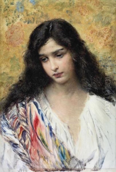 Russian Beauty Oil Painting by Konstantin Egorovich Makovsky