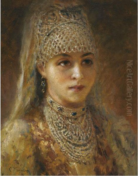 Young Boyarina Oil Painting by Konstantin Egorovich Makovsky