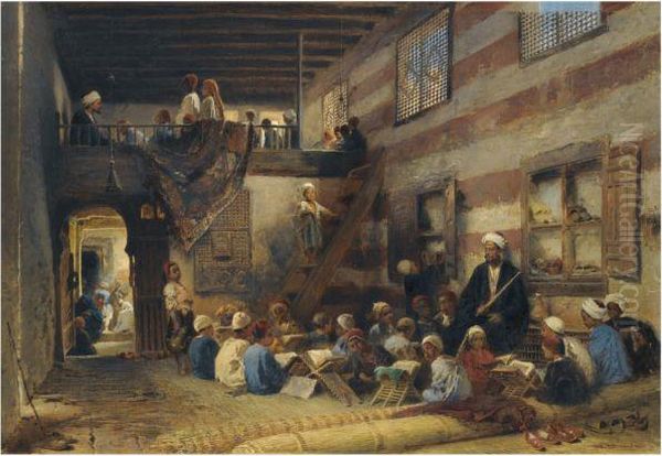 In The Classroom Oil Painting by Konstantin Egorovich Makovsky