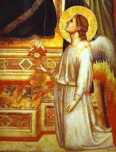 Madonna And Child Enthroned With Saints (Ognissanti Madonna) Detail 3 1305-1310 Oil Painting by Giotto Di Bondone