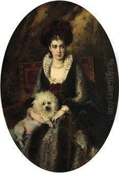 Portrait Of The Artist's Wife, Maria Alekseevna Makovskaya (neematavtina) (1869-1919) Oil Painting by Konstantin Egorovich Makovsky