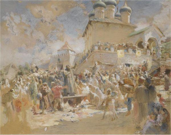 Sketch For Minin Appeals To The People Of Nizhny Novgorod Oil Painting by Konstantin Egorovich Makovsky