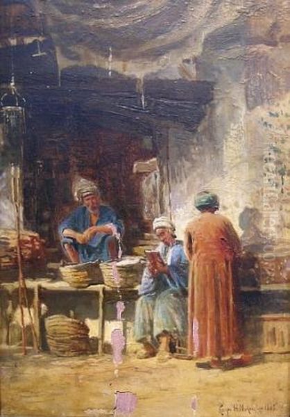 Une Boutique A Caire Oil Painting by Konstantin Egorovich Makovsky