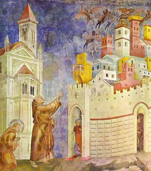 The Expulsion Of The Demons From Arezzo 1295-1300 Oil Painting by Giotto Di Bondone