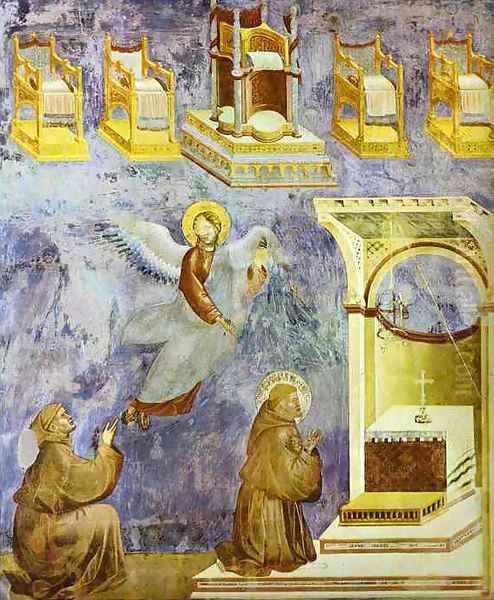 The Vision Of The Thrones 1295-1300 Oil Painting by Giotto Di Bondone