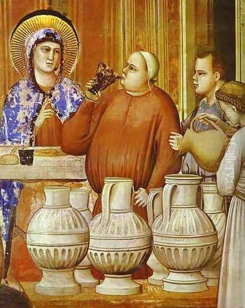 The Wedding Feast At Cana Detail 1304-1306 Oil Painting by Giotto Di Bondone