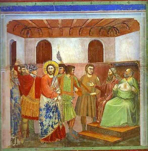 Christ Before Caiphus 1304-1306 Oil Painting by Giotto Di Bondone