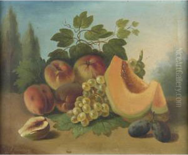 Natura Morta Con Pesche Oil Painting by Francesco Malacrea