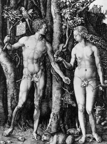 Adam and Eve (The Fall of Man) Oil Painting by Albrecht Durer