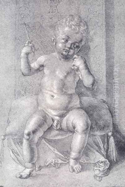 Seated Nude Child Oil Painting by Albrecht Durer