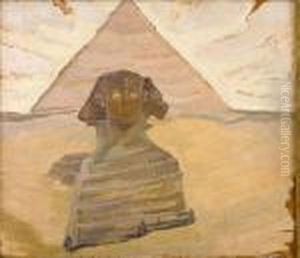 Sphinx Oil Painting by Konstantinos Maleas