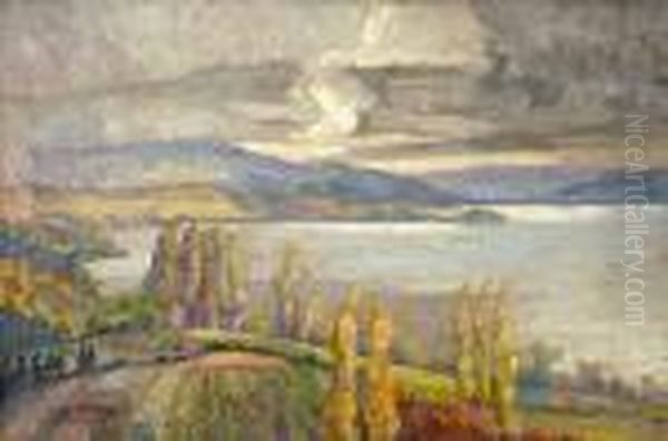 Landscape Of Northern Greece (possiblychalkidiki) Oil Painting by Konstantinos Maleas