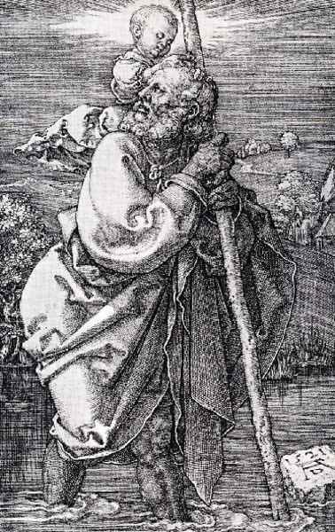 St Christopher Facing To The Left Oil Painting by Albrecht Durer