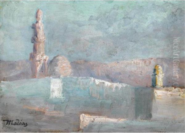 Egyptian Landscape Oil Painting by Konstantinos Maleas