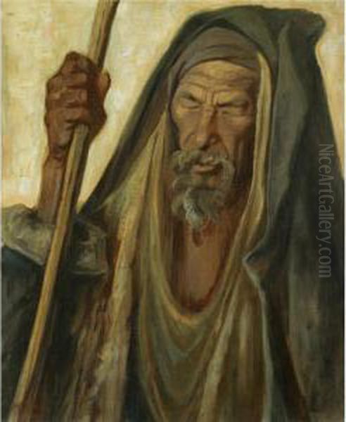 Portrait Of An Egyptian Oil Painting by Konstantinos Maleas