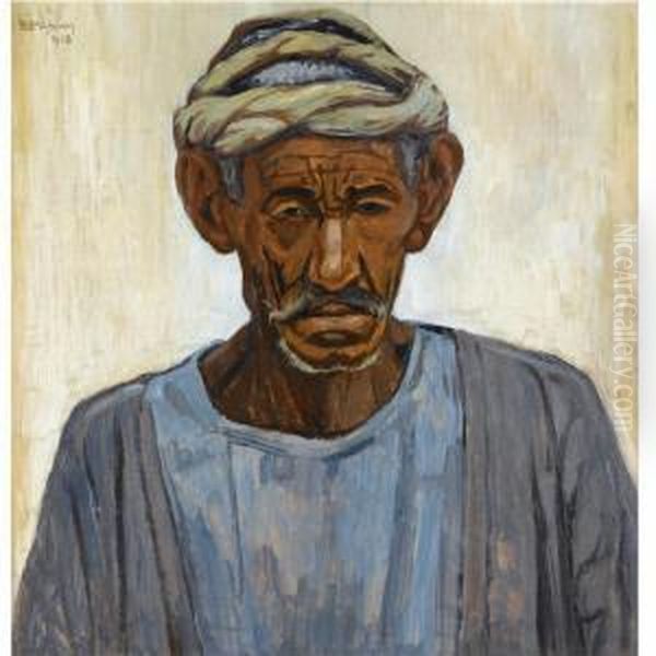 Portrait Of An Egyptian Oil Painting by Konstantinos Maleas