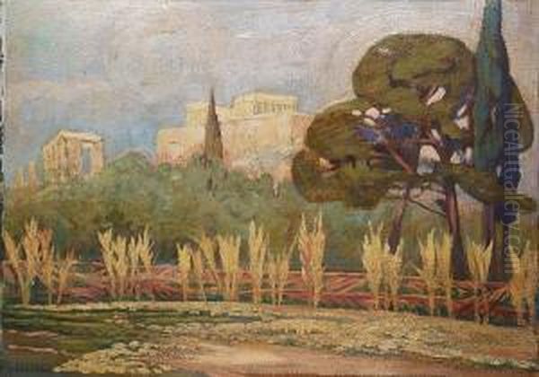 View Of The Acropolis Oil Painting by Konstantinos Maleas