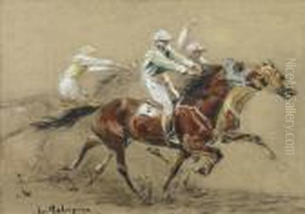 La Course De Chevaux Oil Painting by Louis-Ferdinand Malespina