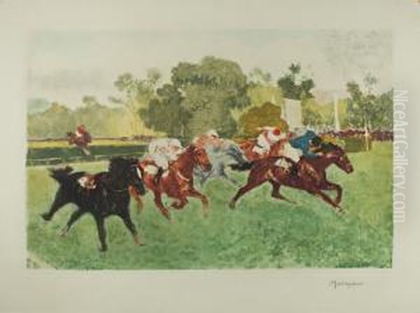 Steeple Chase Oil Painting by Louis-Ferdinand Malespina