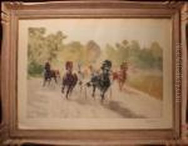 Chevaux De Course Oil Painting by Louis-Ferdinand Malespina