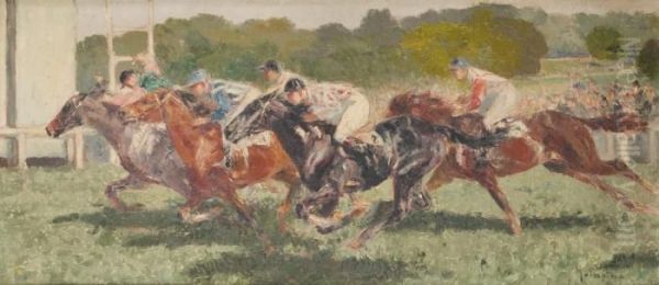 La Course Oil Painting by Louis-Ferdinand Malespina