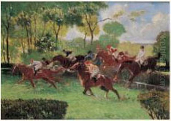 Steeple Chase Oil Painting by Louis-Ferdinand Malespina