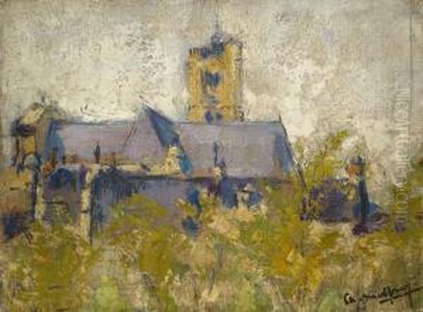 Maison Et Eglise Oil Painting by Charles Alexandre Malfray