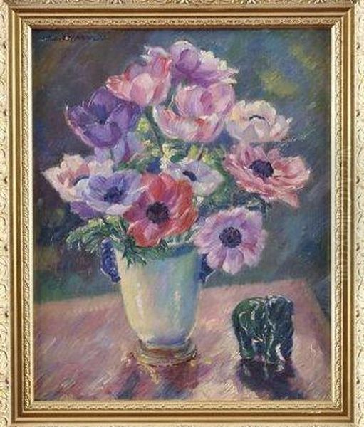 Bouquet D'anemones Oil Painting by William Malherbe