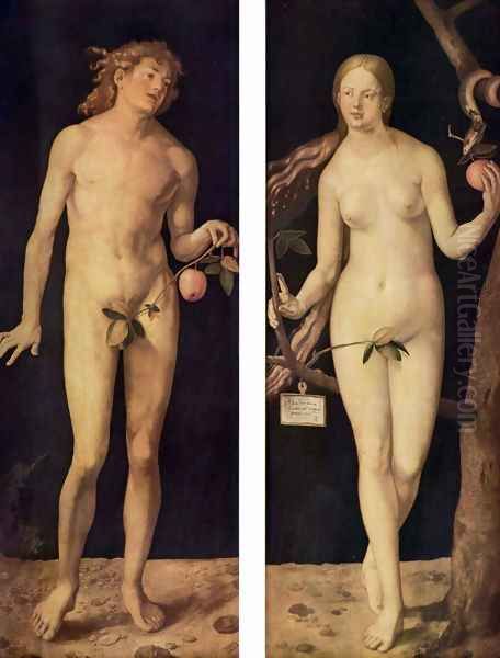 Adam and Eve 2 Oil Painting by Albrecht Durer