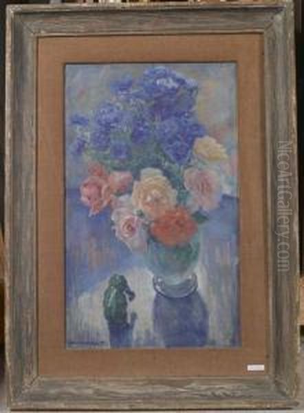 Blumenstilleben Mit Figurchen. by William Malherbe