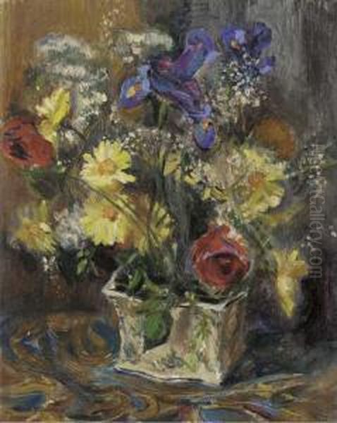 Nature Morte Avec Vase De Fleurs Oil Painting by William Malherbe