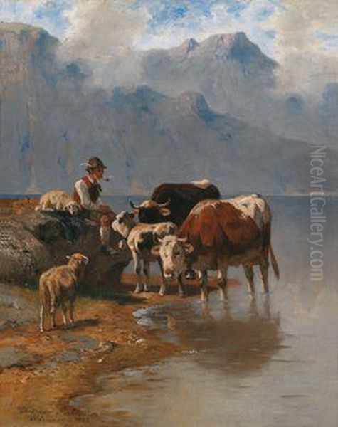 Derhirte Und Seine Herde Oil Painting by Christian Friedrich Mali