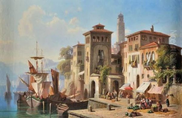 Limone Sul Garda. Oil Painting by Christian Friedrich Mali