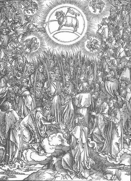 The Revelation of St John, 13. The Adoration of the Lamb and the Hymn of the Chosen Oil Painting by Albrecht Durer