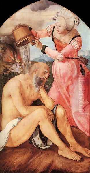 Job And His Wife Oil Painting by Albrecht Durer