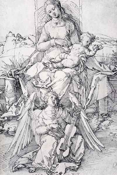 The Madonna And Child With A Music Making Angel Oil Painting by Albrecht Durer