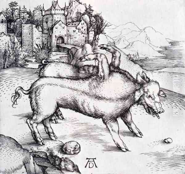 The Monstrous Sow Of Landser Oil Painting by Albrecht Durer