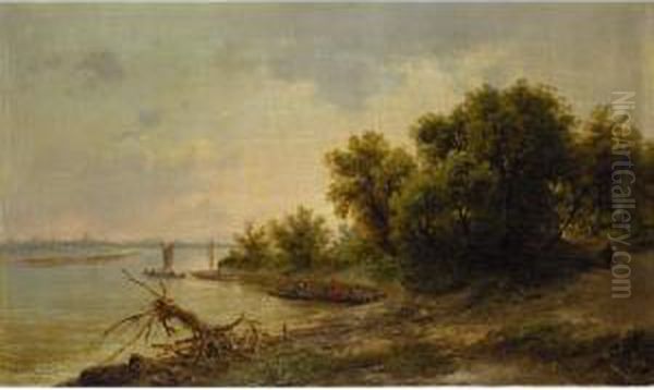 Flusslandschaft Oil Painting by Wiktor Adam Malinovski