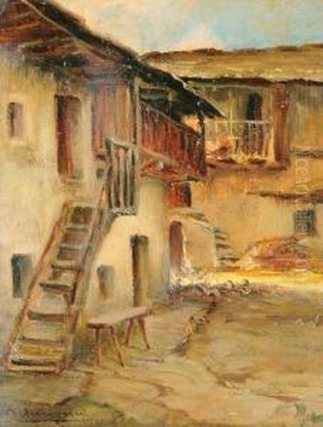 Cortile Oil Painting by Angelo Malinverni