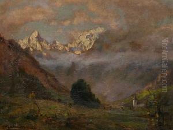 Paesaggio Montano Oil Painting by Angelo Malinverni