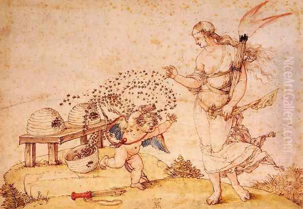 Cupid the Honey Thief Oil Painting by Albrecht Durer