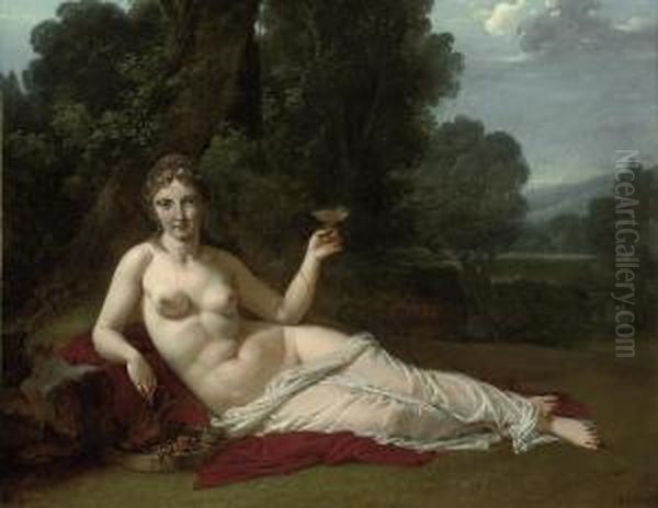 A Reclining Nude In A Wooded Landscape Oil Painting by Jean-Baptiste Mallet