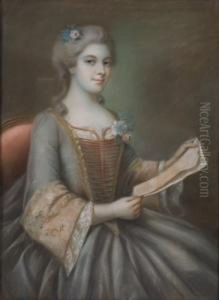 Junge Dame Mit Brief Oil Painting by Jean-Baptiste Mallet