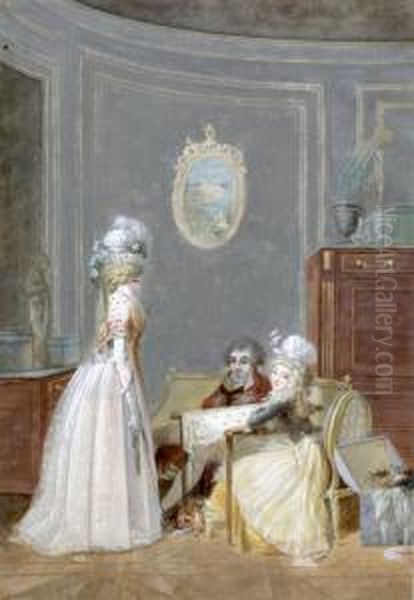 Cenas De Interior Francesas Com Figuras Oil Painting by Jean-Baptiste Mallet