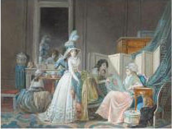 L'amour Au Petit Point Oil Painting by Jean-Baptiste Mallet