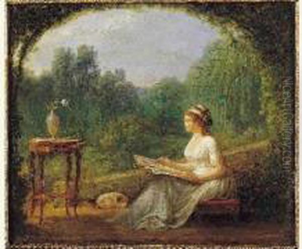 Une Jeune Dessinatrice Oil Painting by Jean-Baptiste Mallet