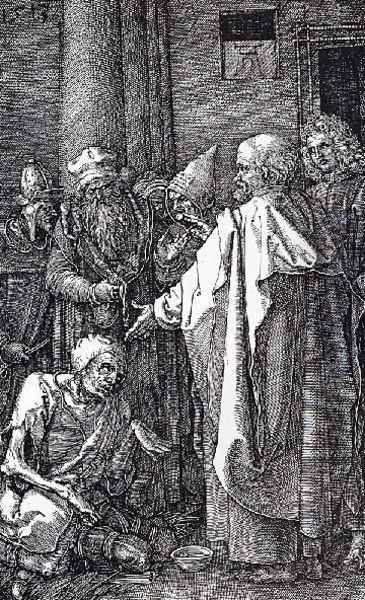 St Peter And St John Healing The Cripple Oil Painting by Albrecht Durer