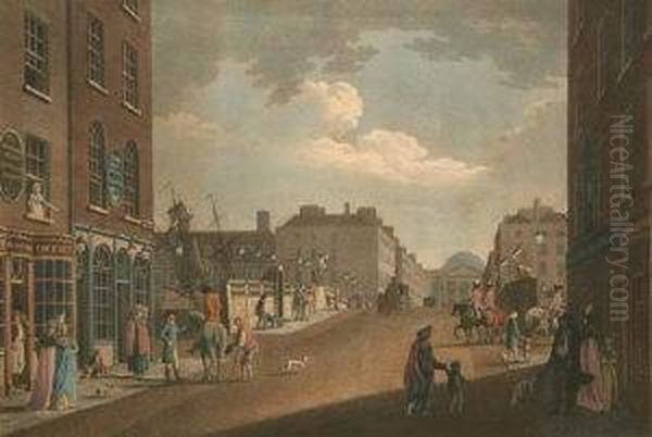 View From Capel Street, Over Essex Bridge Oil Painting by James Malton